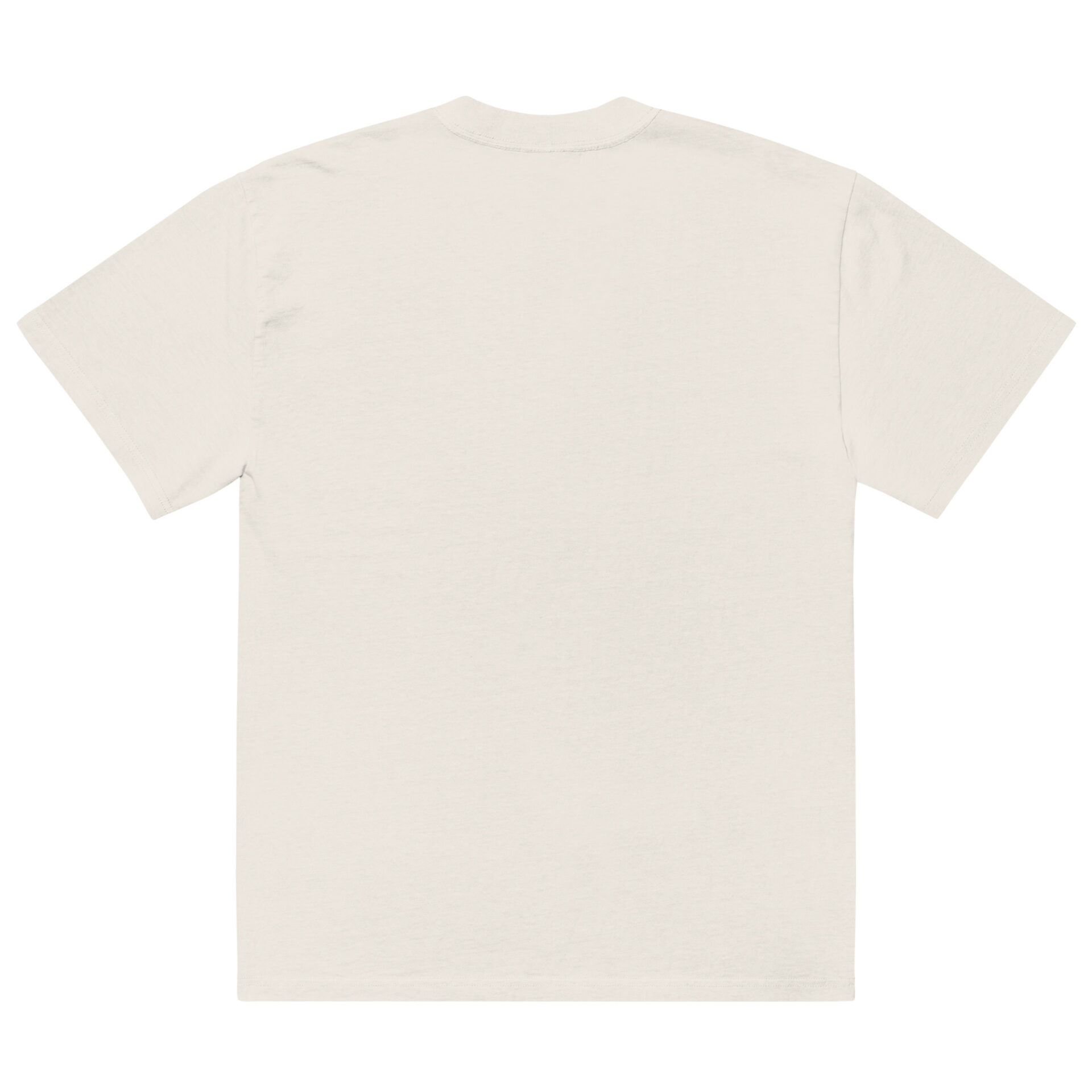 The Oversized faded t-shirt is shown from the back, laid flat on a white background. It’s plain, short-sleeved, off-white in color, and features no visible logos, graphics, or text.