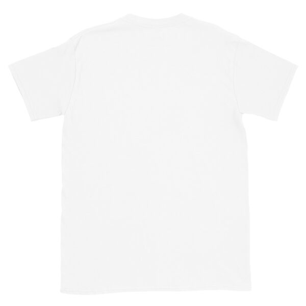The Short-Sleeve Unisex T-Shirt is displayed flat from the back, showing its plain white design with no visible logos, patterns, or decorations.