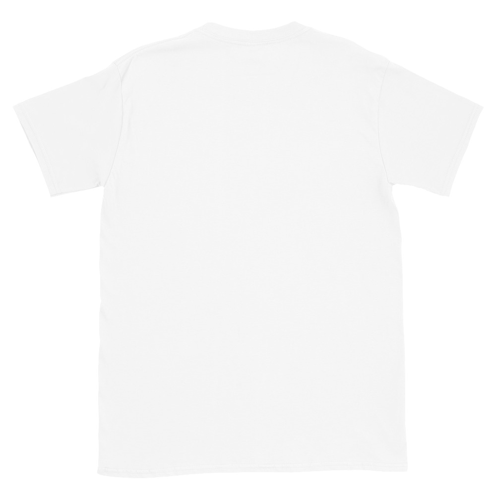 The Short-Sleeve Unisex T-Shirt is displayed flat from the back, showing its plain white design with no visible logos, patterns, or decorations. The Short-Sleeve Unisex T-Shirt is displayed flat from the back, showing its plain white design with no visible logos, patterns, or decorations.