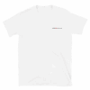 The ADAM XXX tantoe oud White Short-Sleeve T-shirt features small black ADAM XXX tattoo oud text on the left chest for a modern touch, shown laid flat on a white background.