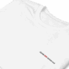 The ADAM XXX tantoe oud White Short-Sleeve T-shirt features small black text and bold red XXX near the bottom. Displayed flat on a black background.